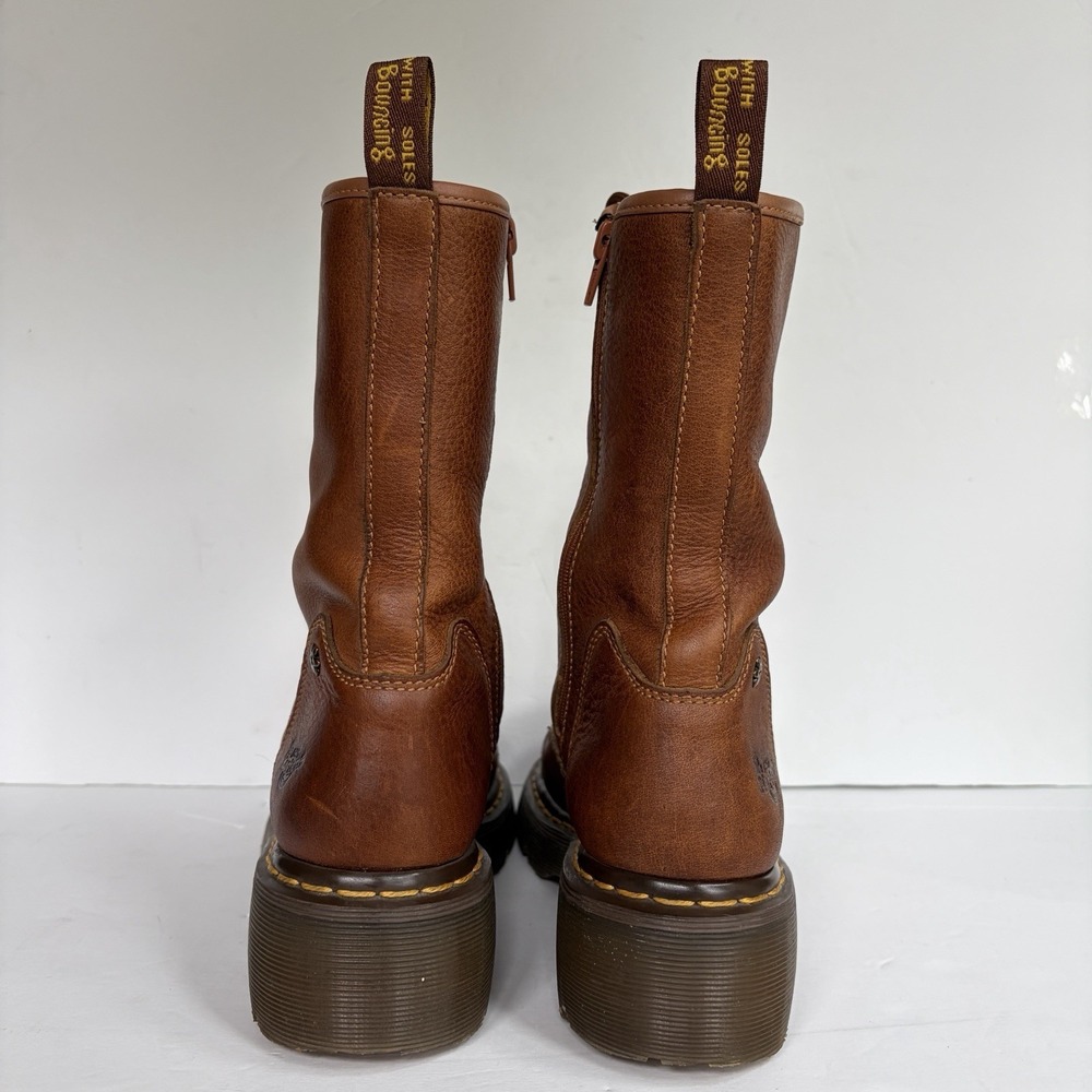VTG Doc Martens Miranda Combat Boots Womens 8/8.5 Brown Chunky lug sole Lace-Up - Picture 12 of 16